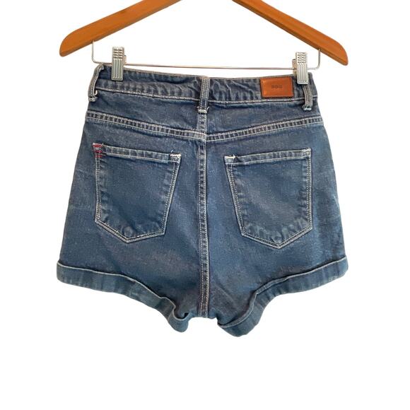 BDG Super High Rise Foxy Button Fly Cuffed Denim Jean Short Shorts 26w - Picture 2 of 13